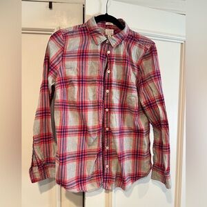 J. Crew Red and Gray Plaid Casual Shirt